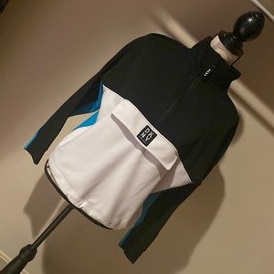 DKNY 1/2 Zip Colorblock Pullover Sweatshirt Shacket with Envelope Pocket Women L